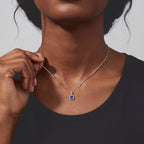 Tanzanite,  Lab Grown Diamond Pendant with Chain (Size 20) in Rhodium Overlay Sterling Silver 0.18 ct  1.350  Ct._4533079_2