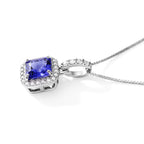 Tanzanite,  Lab Grown Diamond Pendant with Chain (Size 20) in Rhodium Overlay Sterling Silver 0.18 ct  1.350  Ct._4533079_3