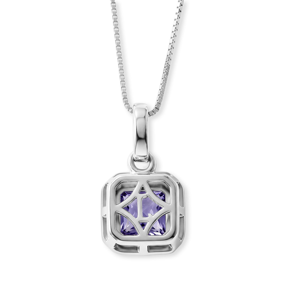 Tanzanite,  Lab Grown Diamond Pendant with Chain (Size 20) in Rhodium Overlay Sterling Silver 0.18 ct  1.350  Ct. 4533079 4