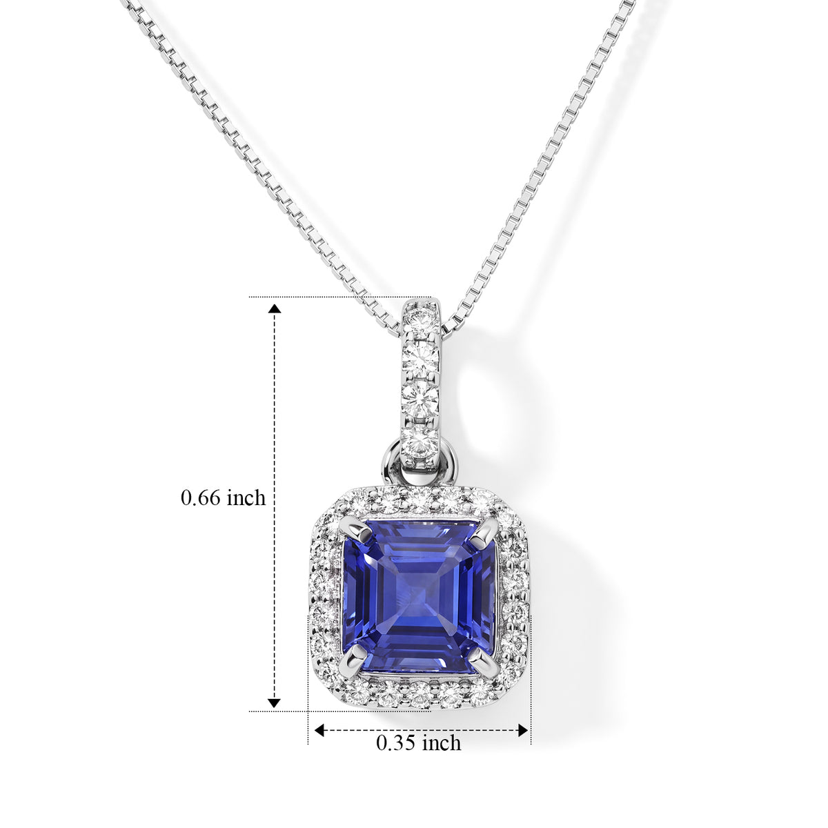 Tanzanite,  Lab Grown Diamond Pendant with Chain (Size 20) in Rhodium Overlay Sterling Silver 0.18 ct  1.350  Ct. 4533079 5