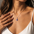 Tanzanite,  White Zircon Pendant with Chain (Size 20) in Rhodium Overlay Sterling Silver 0.41 ct  1.410  Ct._4533080_2