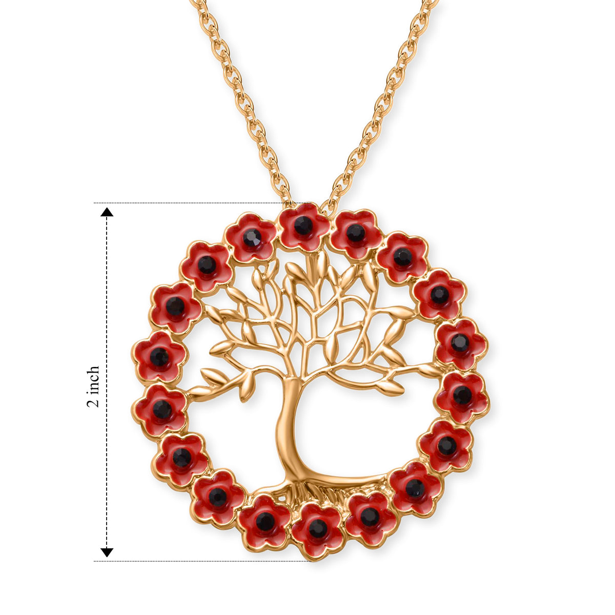 Black Crystal Tree of Life Pendant with Chain (Size 24-2 Ext) 4533130 4