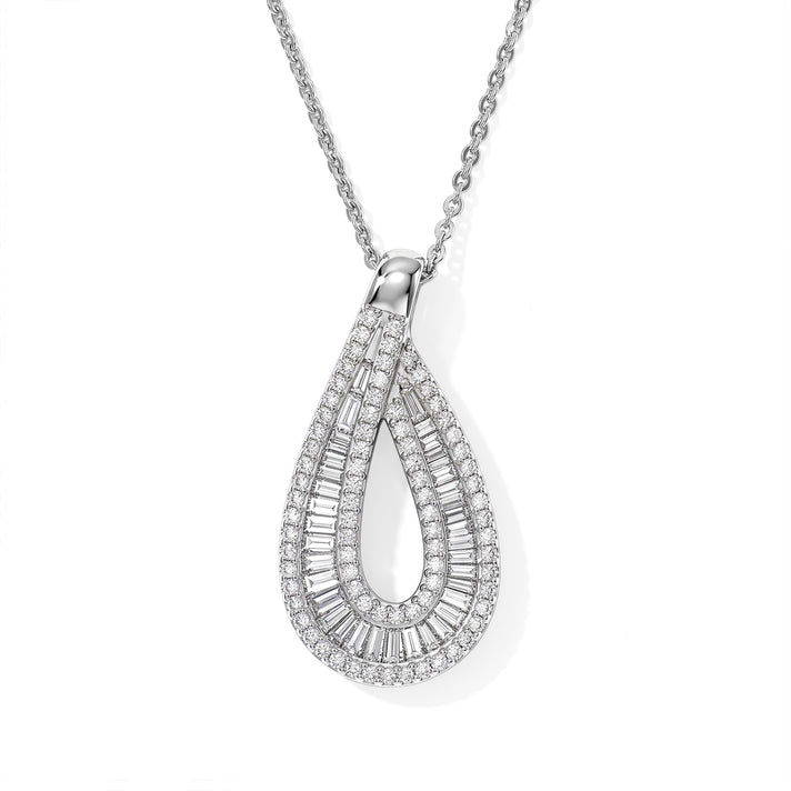 GP - Natural White Diamond &amp; Blue Sapphire Pendant with Chain (Size 20) in Rhodium Overlay Sterling Silver 0.50 Ct. 4533171 1