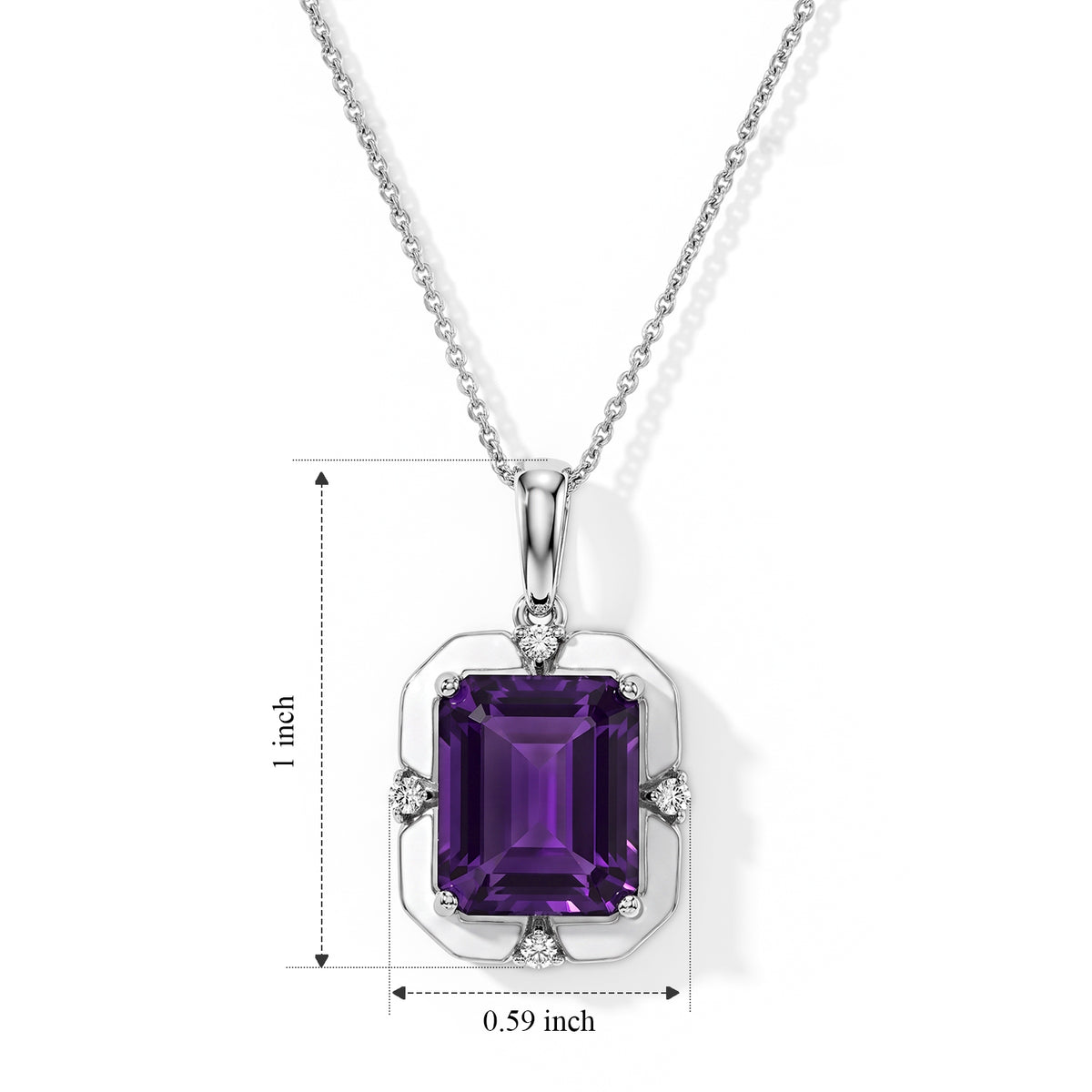 D'Joy - AAA Zambian Amethyst &amp; Moissanite Pendant with Chain (Size 20) in Rhodium Overlay Sterling Silver 6.00 Ct. 4533383 5