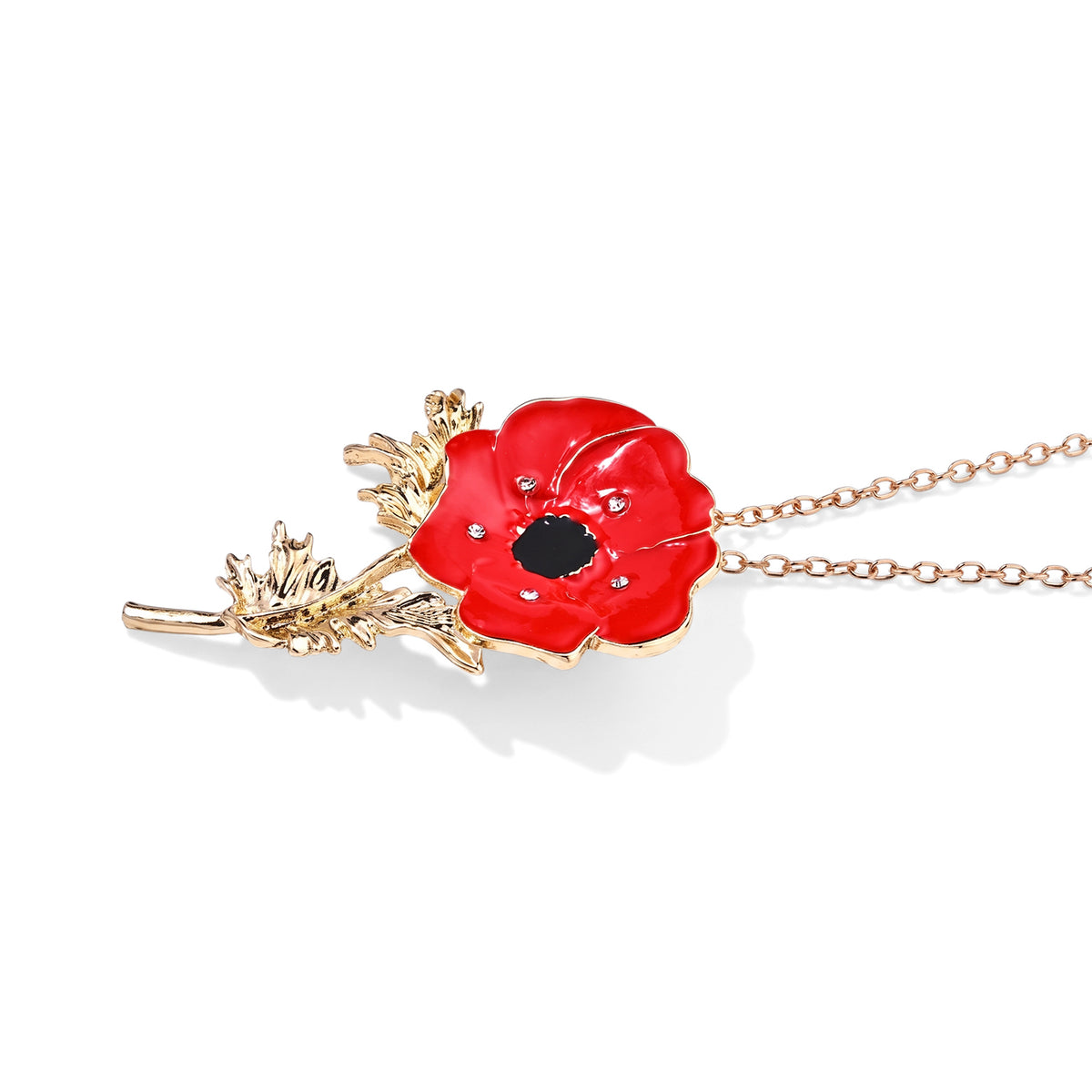 White Crystal Poppy Flower Pendant with Chain (Size 24-2 Ext) 4533728 3