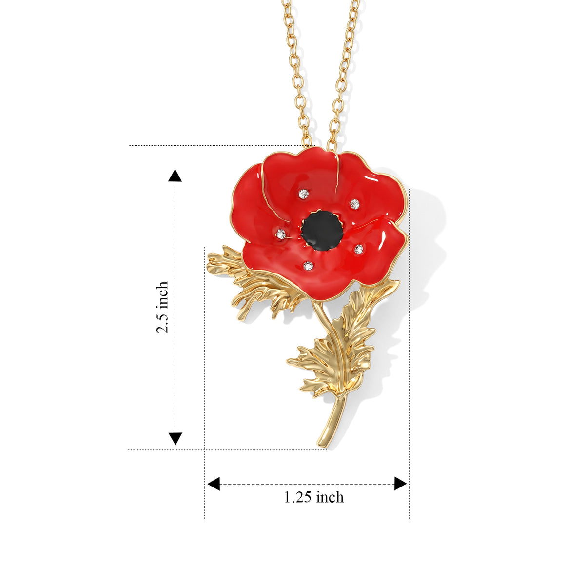 White Crystal Poppy Flower Pendant with Chain (Size 24-2 Ext) 4533728 4