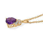D'Joy - AAA Zambian Amethyst & White Zircon Pendant in Yellow Gold Plated Sterling Silver with Chain (Size 20) 2.20 Ct._4534138_3