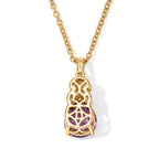 D'Joy - AAA Zambian Amethyst & White Zircon Pendant in Yellow Gold Plated Sterling Silver with Chain (Size 20) 2.20 Ct._4534138_4