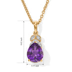 D'Joy - AAA Zambian Amethyst & White Zircon Pendant in Yellow Gold Plated Sterling Silver with Chain (Size 20) 2.20 Ct._4534138_5