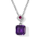 D'Joy - AAA Zambian Amethyst & Rhodolite Garnet Pendant in Platinum Overlay Sterling Silver with Chain (Size 20) 2.60 Ct._4534139