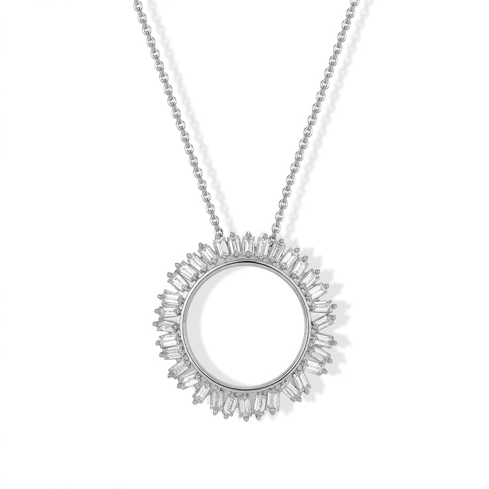 GP - Natural White Diamond &amp; Blue Sapphire Pendant with Chain (Size 20) in Rhodium Overlay Sterling Silver 0.50 Ct. 4534261 1