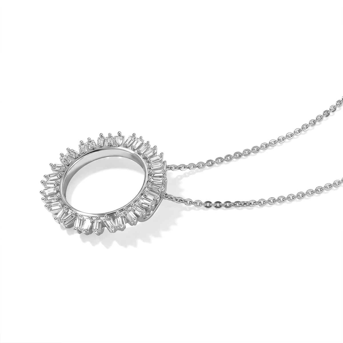 GP - Natural White Diamond &amp; Blue Sapphire Pendant with Chain (Size 20) in Rhodium Overlay Sterling Silver 0.50 Ct. 4534261 5