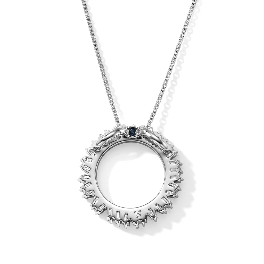 White Diamond  Kanchanaburi Blue Sapphire Pendant with Chain (Size 20) in Rhodium Overlay Sterling Silver 0.02 ct  0.500  Ct._4534261_5