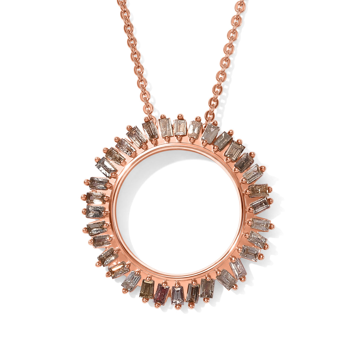 GP - Champagne Diamond &amp; Blue Sapphire Pendant with Chain (Size 20) in 18K Vermeil Rose Gold Plated Sterling Silver 0.50 Ct. 4534262 0