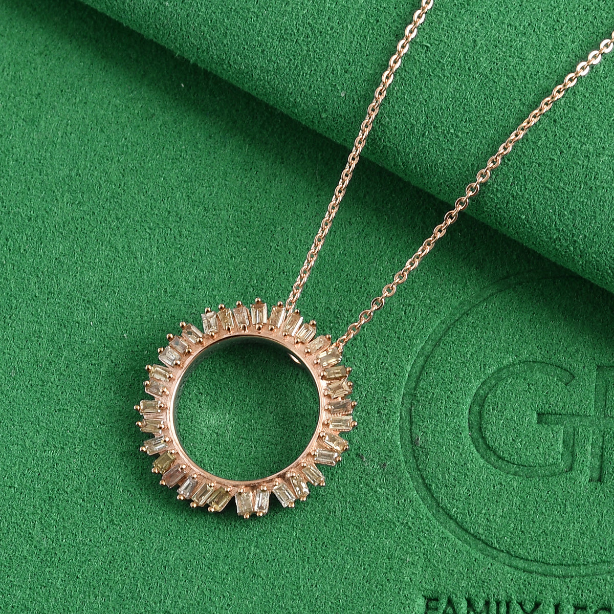 GP - Champagne Diamond &amp; Blue Sapphire Pendant with Chain (Size 20) in 18K Vermeil Rose Gold Plated Sterling Silver 0.50 Ct. 4534262 1