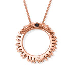 Champagne Diamond  Kanchanaburi Blue Sapphire Pendant with Chain (Size 20) in 18K RG Vermeil Sterling Silver 0.02 ct  0.500  Ct._4534262_5