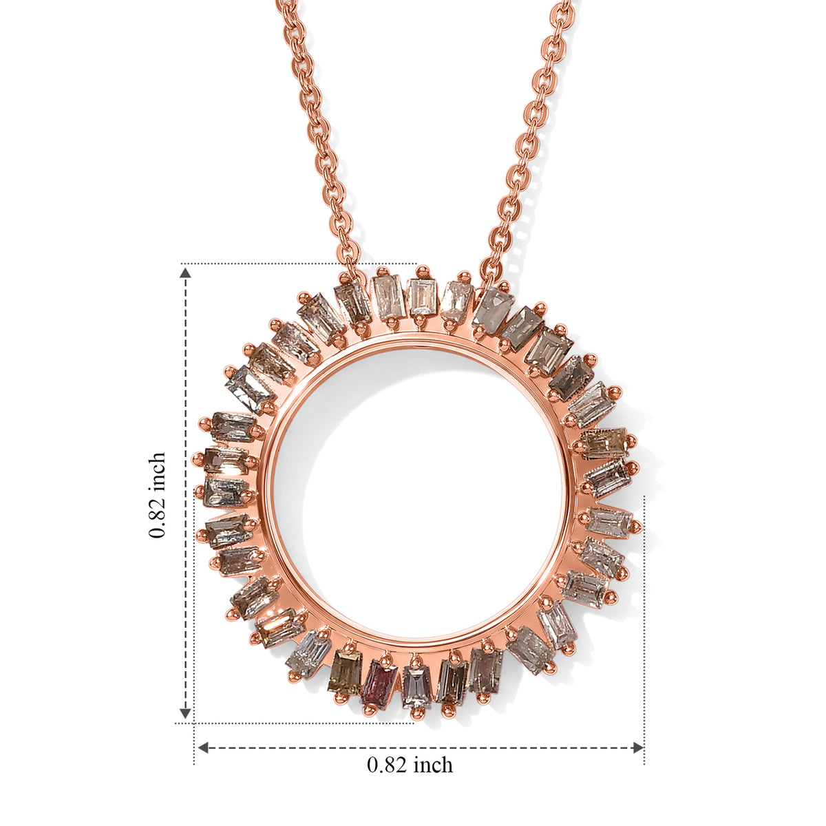 GP - Champagne Diamond &amp; Blue Sapphire Pendant with Chain (Size 20) in 18K Vermeil Rose Gold Plated Sterling Silver 0.50 Ct. 4534262 7