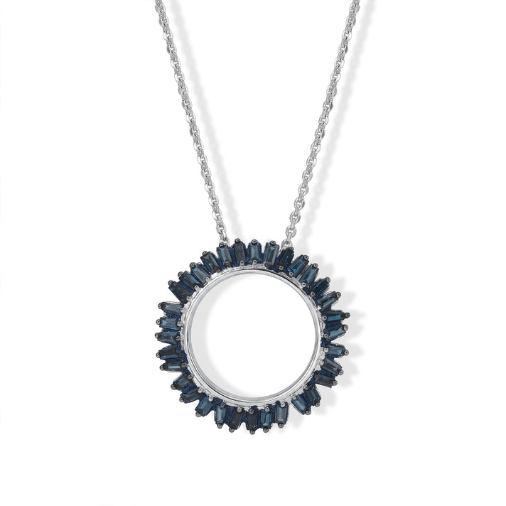GP - Blue Diamond &amp; Blue Sapphire Pendant with Chain (Size 20) in Rhodium Overlay Sterling Silver 0.50 Ct. 4534263 1