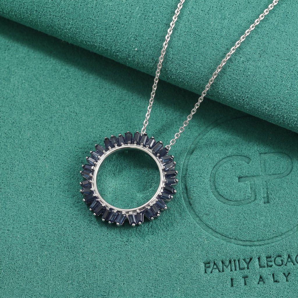 Blue Diamond  Kanchanaburi Blue Sapphire Pendant with Chain (Size 20) in Rhodium Overlay Sterling Silver 0.02 ct  0.500  Ct._4534263_1
