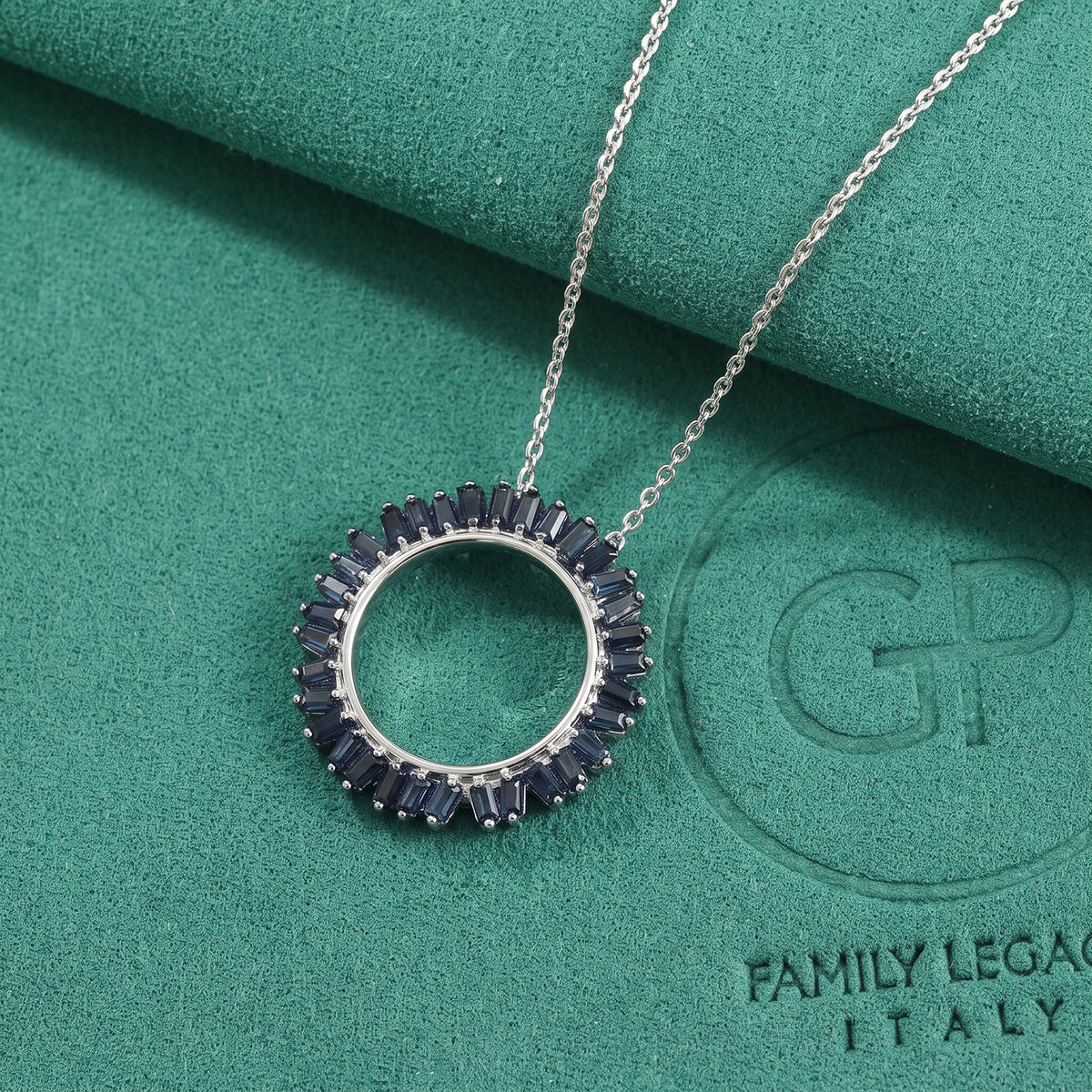 GP - Blue Diamond &amp; Blue Sapphire Pendant with Chain (Size 20) in Rhodium Overlay Sterling Silver 0.50 Ct. 4534263 1