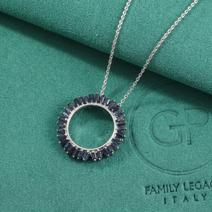 GP - Blue Diamond &amp; Blue Sapphire Pendant with Chain (Size 20) in Rhodium Overlay Sterling Silver 0.50 Ct. 4534263 2