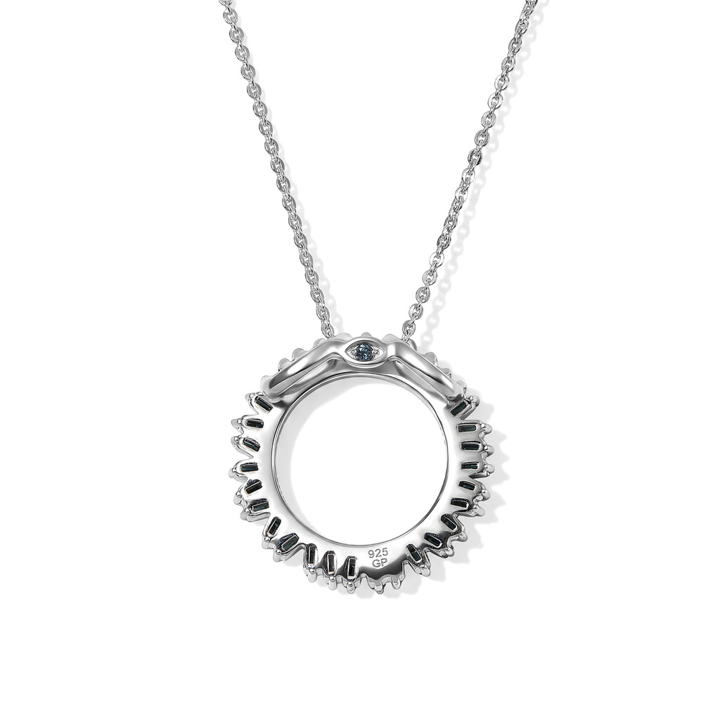 Blue Diamond  Kanchanaburi Blue Sapphire Pendant with Chain (Size 20) in Rhodium Overlay Sterling Silver 0.02 ct  0.500  Ct._4534263_5