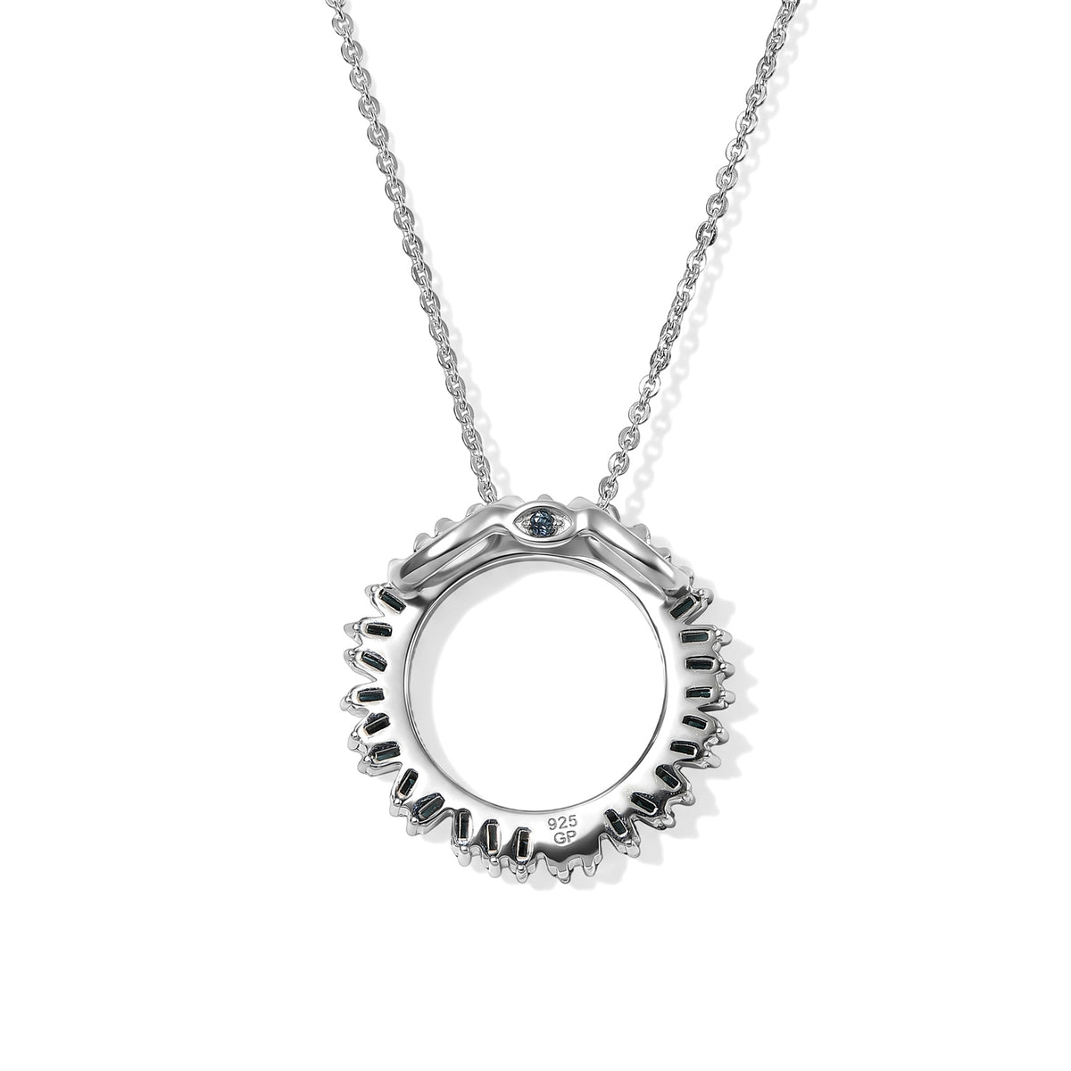 GP - Blue Diamond &amp; Blue Sapphire Pendant with Chain (Size 20) in Rhodium Overlay Sterling Silver 0.50 Ct. 4534263 5
