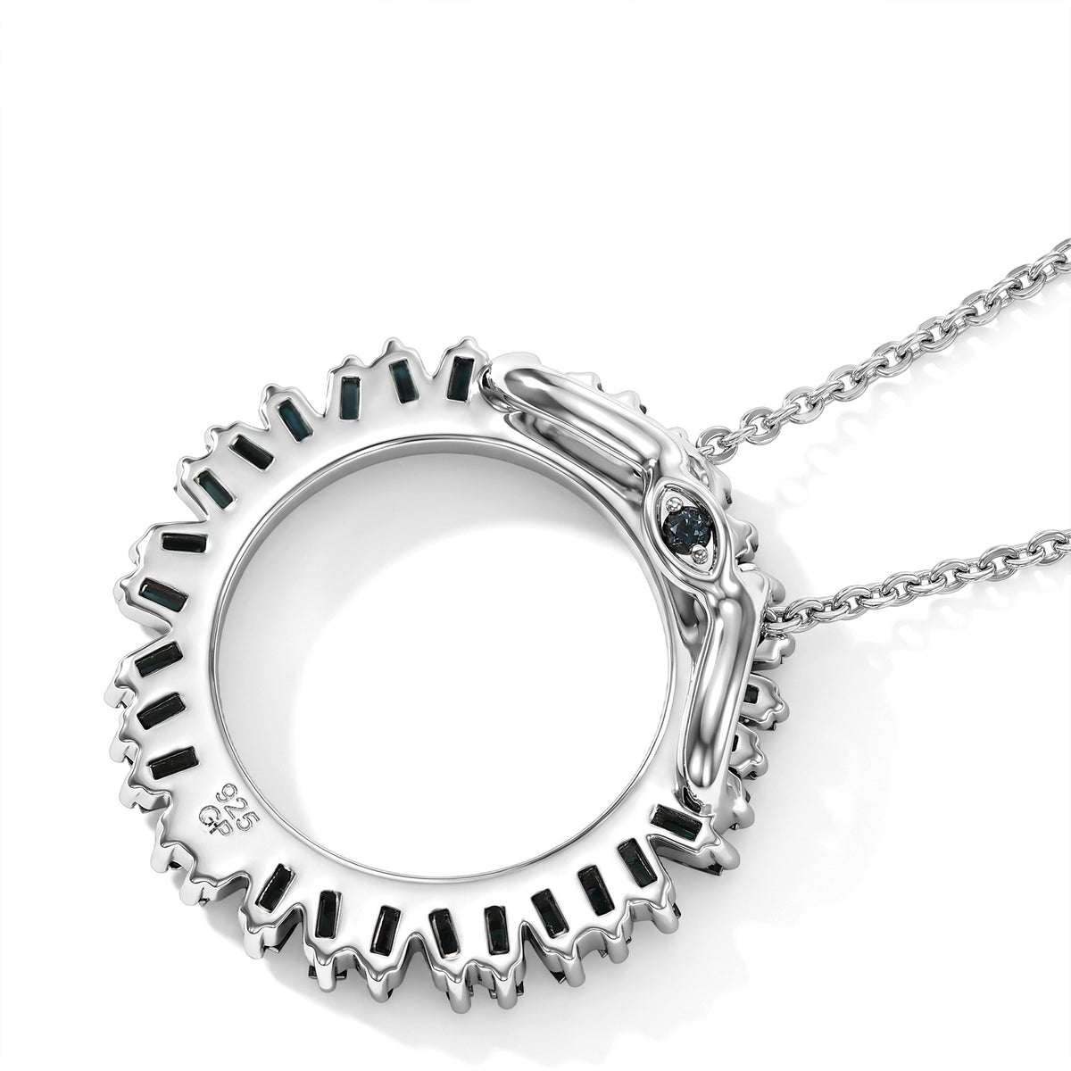 GP - Blue Diamond &amp; Blue Sapphire Pendant with Chain (Size 20) in Rhodium Overlay Sterling Silver 0.50 Ct. 4534263 6