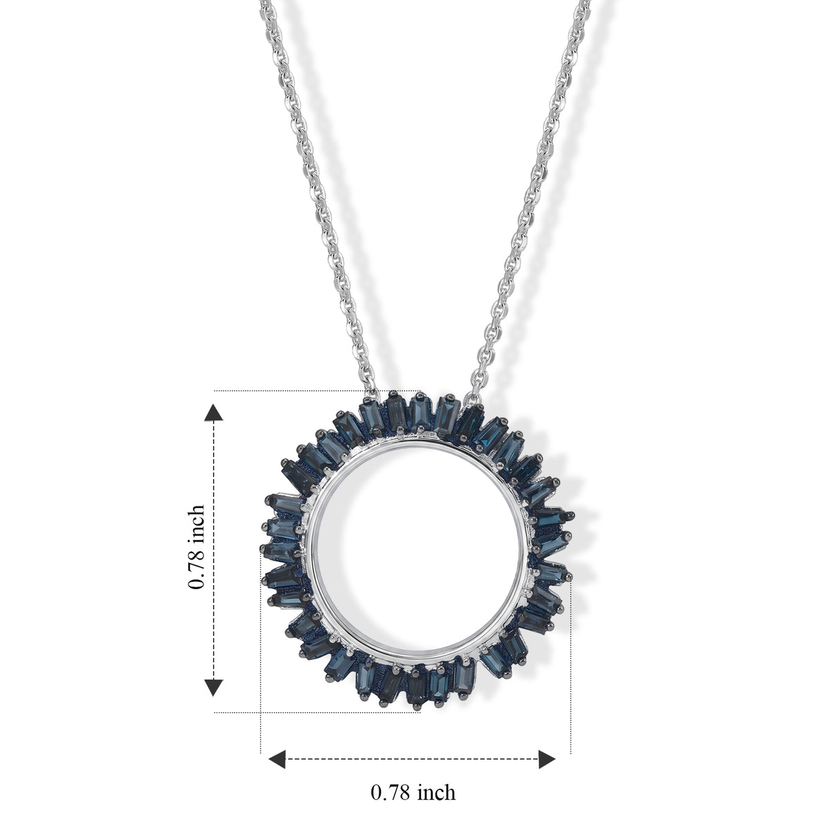 GP - Blue Diamond &amp; Blue Sapphire Pendant with Chain (Size 20) in Rhodium Overlay Sterling Silver 0.50 Ct. 4534263 7