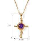 D'Joy - AAA Zambian Amethyst Cross Pendant in Yellow Gold Plated Sterling Silver with Chain (Size 20) 1.20 Ct._4534497_5