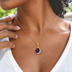 D'Joy - AAA Zambian Amethyst & White Zircon Pendant in Yellow Gold Plated Sterling Silver with Chain (Size 20) 2.30 Ct._4534635_2