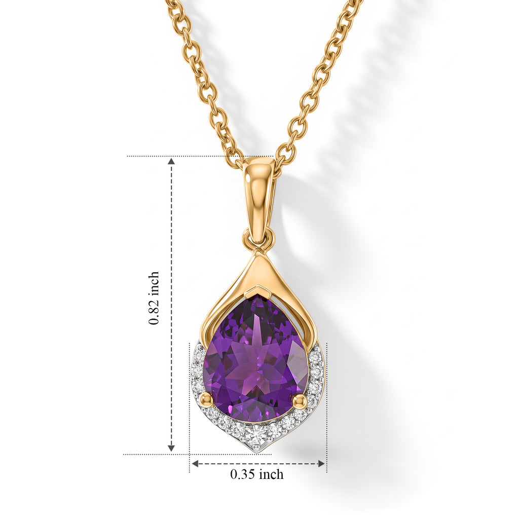 D'Joy - AAA Zambian Amethyst & White Zircon Pendant in Yellow Gold Plated Sterling Silver with Chain (Size 20) 2.30 Ct._4534635_5