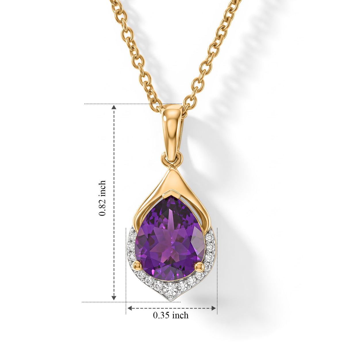 D'Joy - AAA Zambian Amethyst &amp; White Zircon Pendant in Yellow Gold Plated Sterling Silver with Chain (Size 20) 2.30 Ct. 4534635 5