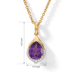 D'Joy - AAA Zambian Amethyst & White Zircon Pendant in Yellow Gold Plated Sterling Silver with Chain (Size 20) 2.30 Ct._4534635_5