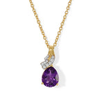 D'Joy - AAA Zambian Amethyst & White Zircon Pendant in Yellow Gold Plated Sterling Silver with Chain (Size 20) 2.30 Ct._4534637