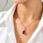 D'Joy - AAA Zambian Amethyst & White Zircon Pendant in Yellow Gold Plated Sterling Silver with Chain (Size 20) 2.30 Ct._4534637_2