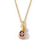 D'Joy - AAA Zambian Amethyst & White Zircon Pendant in Yellow Gold Plated Sterling Silver with Chain (Size 20) 2.30 Ct._4534637_4