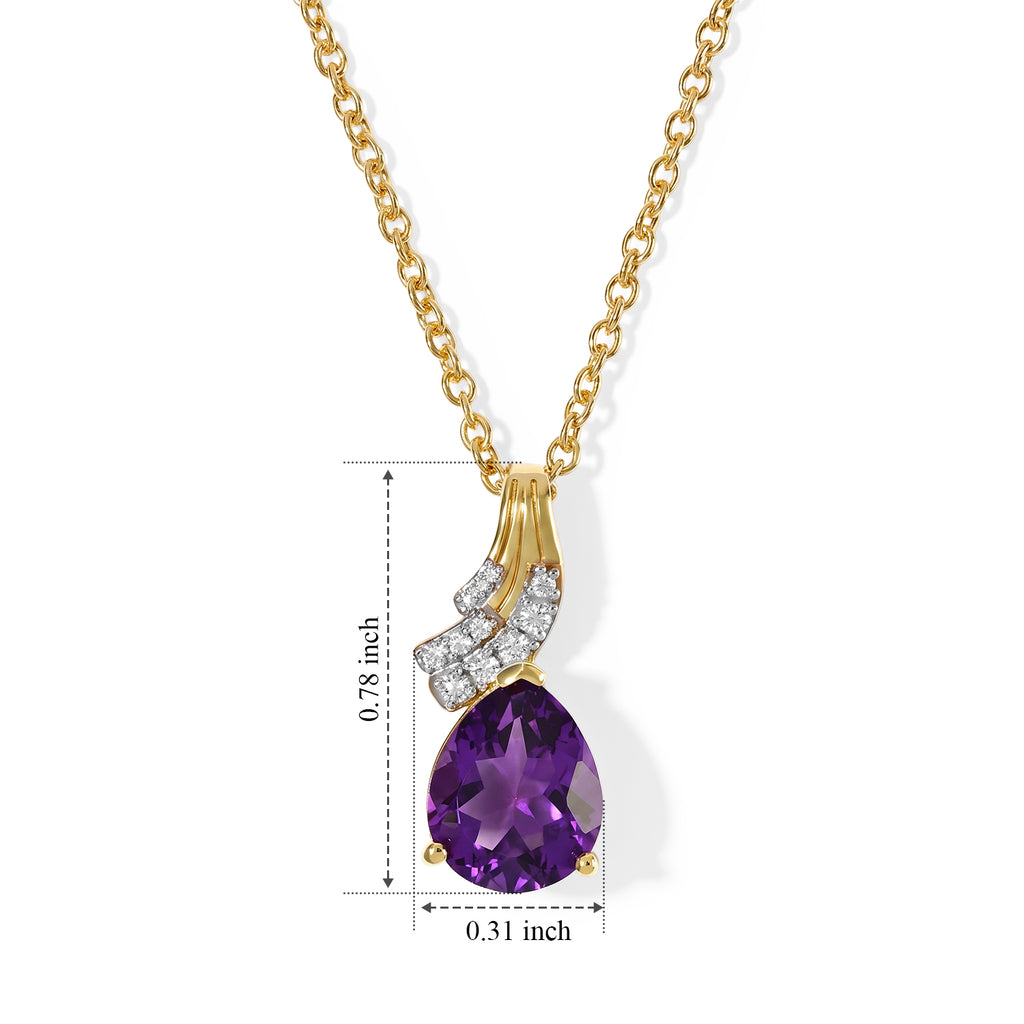 D'Joy - AAA Zambian Amethyst & White Zircon Pendant in Yellow Gold Plated Sterling Silver with Chain (Size 20) 2.30 Ct._4534637_5