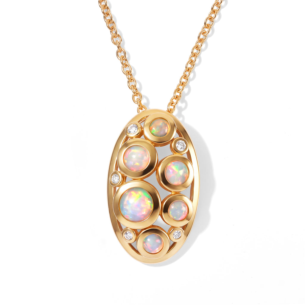 Ethiopian Opal,  White Zircon Pendant with Chain (Size 20) Mix Metal 0.60 ct  0.930  Ct._4534644