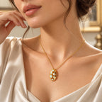 Ethiopian Opal,  White Zircon Pendant with Chain (Size 20) Mix Metal 0.60 ct  0.930  Ct._4534644_2