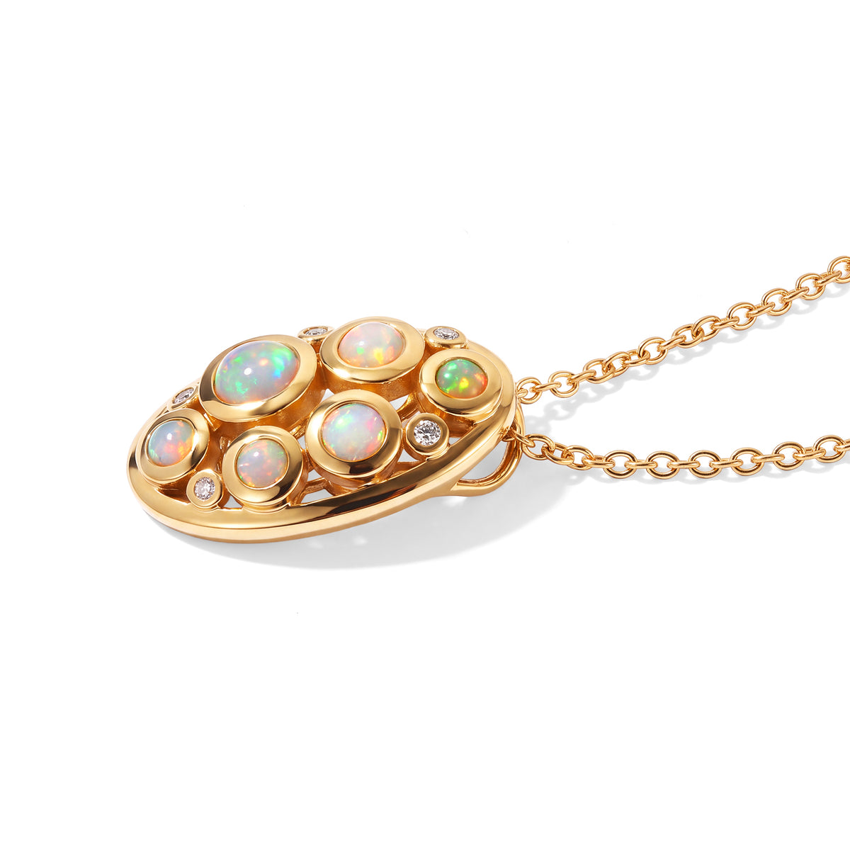 Ethiopian Opal,  White Zircon Pendant with Chain (Size 20) Mix Metal 0.60 ct  0.930  Ct. 4534644 3