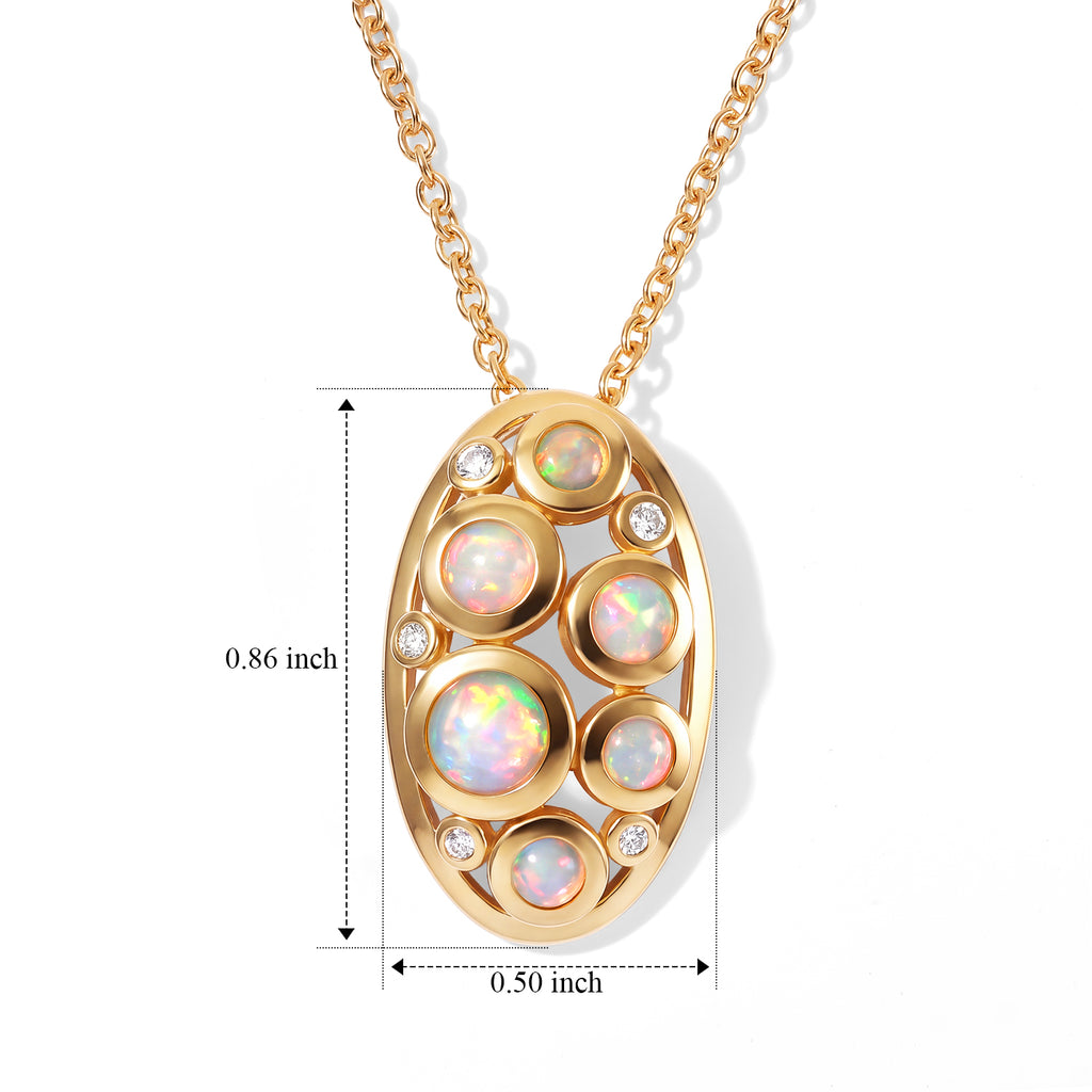 Ethiopian Opal,  White Zircon Pendant with Chain (Size 20) Mix Metal 0.60 ct  0.930  Ct._4534644_5