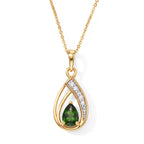 D'Joy - Natural Chrome Diopside & White Zircon Pendant in Yellow Gold Plated Sterling Silver with Chain (Size 20) 0.80 Ct._4534689
