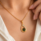 D'Joy - Natural Chrome Diopside & White Zircon Pendant in Yellow Gold Plated Sterling Silver with Chain (Size 20) 0.80 Ct._4534689_1