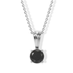 D'Joy - Black Diamond Solitaire Pendant with Chain (Size 20) in Rhodium Overlay Sterling Silver 1.00 Ct._4535251