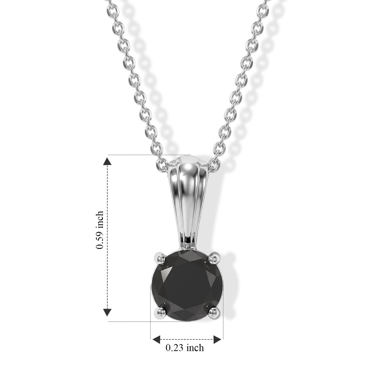 D'Joy - Black Diamond Solitaire Pendant with Chain (Size 20) in Rhodium Overlay Sterling Silver 1.00 Ct. 4535251 4