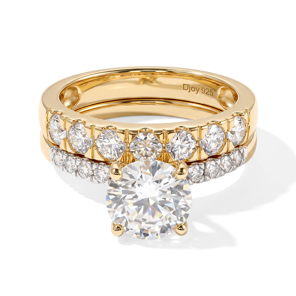 Set of 2 - D'Joy Moissanite Stackable Ring in Yellow Gold Plated Sterling Silver 2.80 Ct._4535322