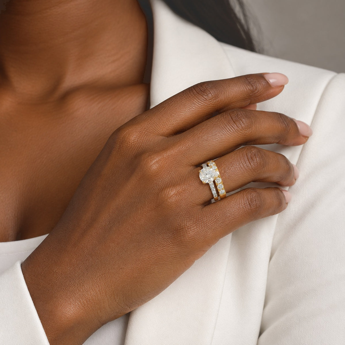 Set of 2 - D'Joy Moissanite Stackable Ring in Yellow Gold Plated Sterling Silver 2.80 Ct. 4535322 1