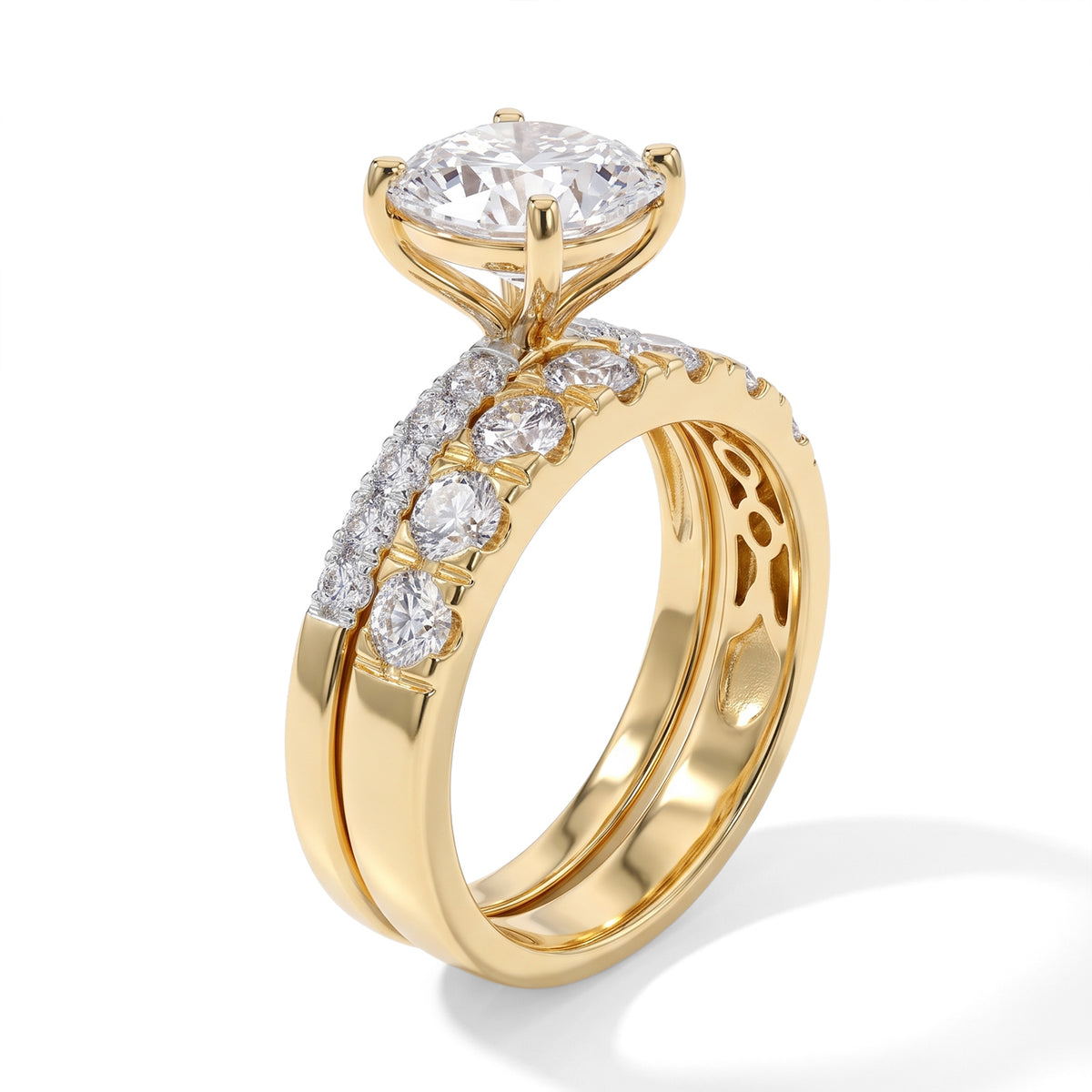 Set of 2 - D'Joy Moissanite Stackable Ring in Yellow Gold Plated Sterling Silver 2.80 Ct. 4535322 3