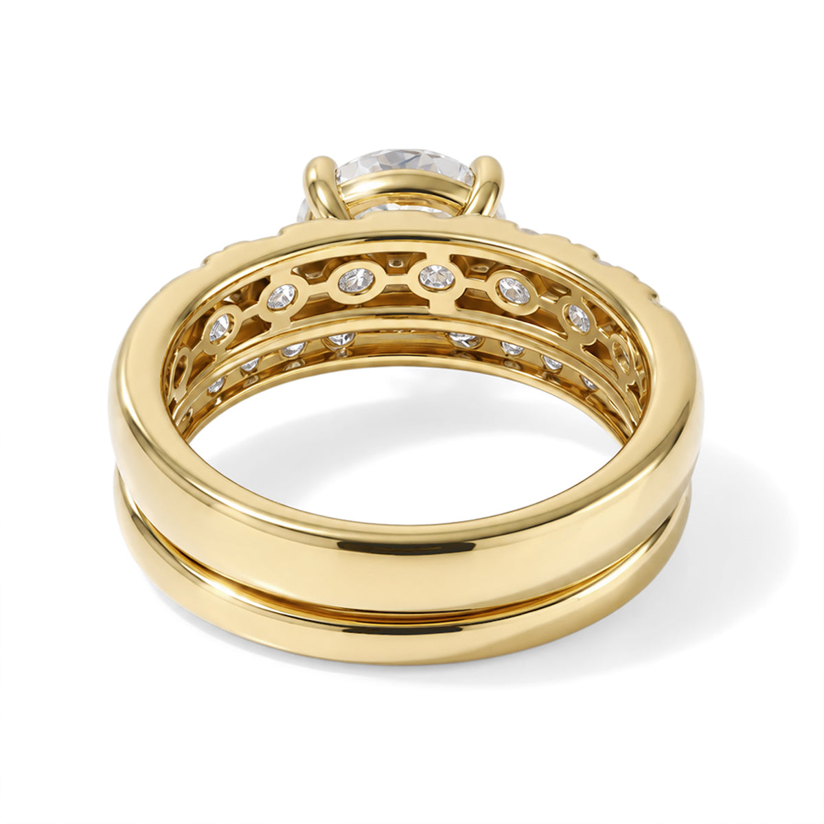Set of 2 - D'Joy Moissanite Stackable Ring in Yellow Gold Plated Sterling Silver 2.80 Ct. 4535322 4